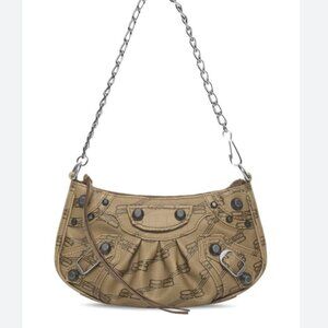 NWT BALENCIAGA Le Cagole Mini Crossbody Shoulder Bag Handbag Brown w chain